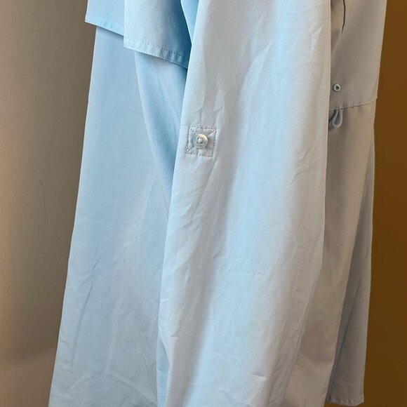 World Wide Sportsman Men's Fishing Shirt XL Long Sleeve Solid Blue Pockets Fish - Picture 11 of 13